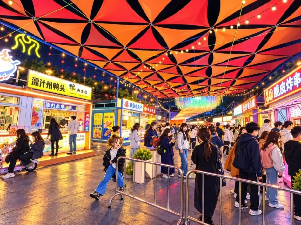 忙碌的小吃摊位